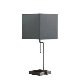 21.5-Inch Aston Square Table Lamp w/ Charging Station - as Pic
