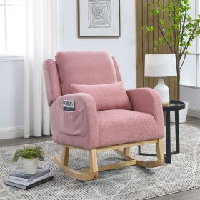 [Video] Welike 27.5 "W Modern Accent High Back Living Room Casual Armchair Rocker with One Lumbar Pillow, Two Side Pockets,Teddy. - as Pic