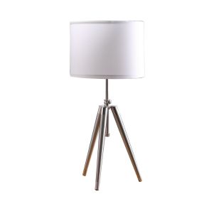 34.25" - 29.25" In Mid-Century Adjustable Tripod Chrome/Silver Metal Table Lamp - as Pic