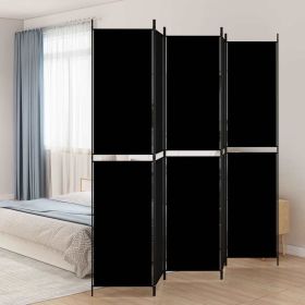 5-Panel Room Divider Black 98.4"x86.6" Fabric - Black
