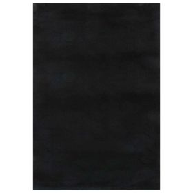 Washable Rug Soft Fluffy Short Pile 63"x90.6" Anti Slip Black - Black