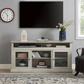 Contemporary TV Media Stand Modern Entertainment Console for TV Up to 65" with Open and Closed Storage Space, Stone Gray, 60"W*15.75"D*29"H - as Pic