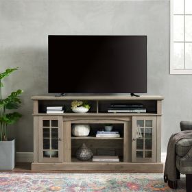 Classic TV Media Stand Modern Entertainment Console for TV Up to 65" with Open and Closed Storage Space, Gray Wash, 58.25"W*15.75"D*32"H - as Pic