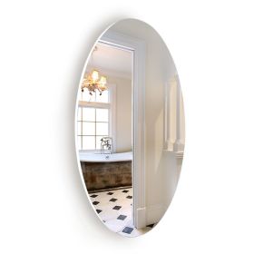 Frameless Beveled Wall Mounted Bathroom Mirror, HD Makeup Mirror, 25" Round Mirror - as Pic