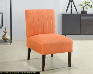 Stylish Comfortable Accent Chair 1pc Orange Fabric Upholstered Plush Seating Living Room Furniture Armless Chair - as Pic