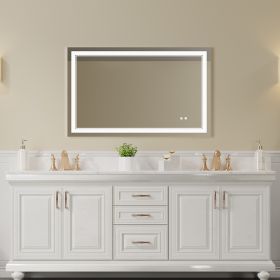 48×30 inch LED-Lit bathroom tempered mirror, wall mounted anti-fog memory Adjustable Brightness front light Rectangular Vanity mirror - as Pic