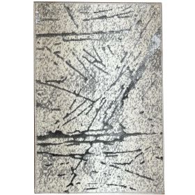 Shifra Luxury Area Rug in Gray with Silver Abstract Design - as Pic