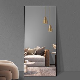 Floor Mirror Full Length Mirror Ultra Thin Aluminum Alloy Frame Modern Style Standing/Hanging Mirror Wall Mounted Mirror - as Pic