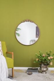 30" x 32" Round Gold Mirror, Wall Mounted Mirror with Metal Frame for Bathroom Living Room - as Pic