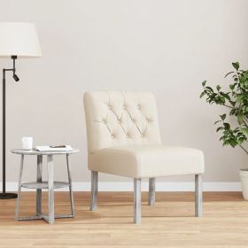 Slipper Chair Linen Fabric Button Design - Cream