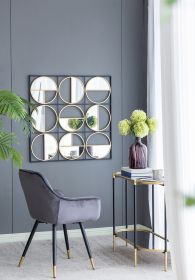 35.6" in Eclectic Styling Metal Beaded Black Wall Mirror with Contemporary Design for Bedroom,Liveroom & Entryway - as Pic