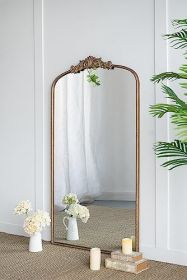 66" x 36" Full Length Mirror, Arched Mirror Hanging or Leaning Against Wall, Large Gold Mirror for Living Room - as Pic