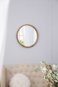 20" x 20" Circle Wall Mirror with Wooden Frame, Wall Mirror for Living Room, Dining Room, Foyer, Bathroom, Office - as Pic
