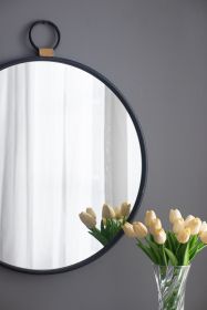 24" x 27" Wall Mirror with Black Frame, Contemporary Minimalist Accent Mirror for Living Room, Foyer, Entryway, Bedroom - as Pic
