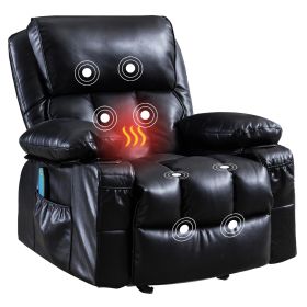 Recliner Chair Heating massage for Living Room with Rocking Function and Side Pocket - as Pic