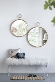 26" x 32" Circle Wall Mirror with Gold Metal Frame, Accent Mirror for Living Room, Entryway, Office - as Pic