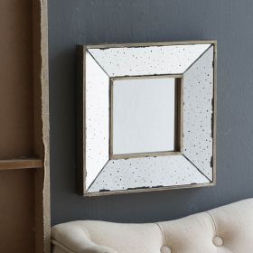 12" x 12" Distressed Silver Square Accent Mirror, Wall Mirror for Living Room, Entryway, Office, Bedroom, Hallway - as Pic