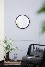 20" x 20" Circle Wall Mirror with Wooden Frame and Walnut Finish,Wall Mirror for Living Room Dining Room - as Pic