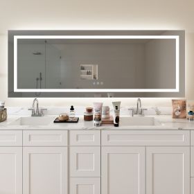 84 in. W x 32 in. H LED Large Rectangular Frameless Anti-Fog Bathroom Mirror Front & Backlit - as Pic
