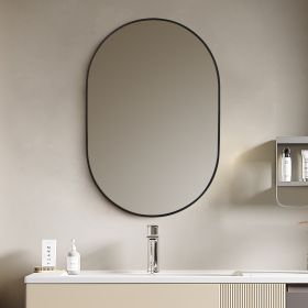 24inch Oval Framed Mirror,matte black border - as Pic