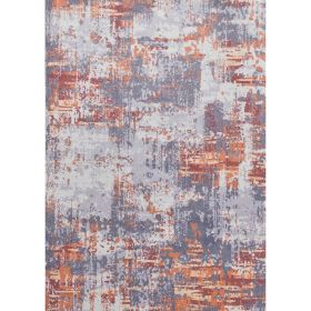 Zara Abstract Design Machine Washable Grey Brown and Rust Area Rug - as Pic