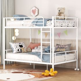 Full Over Full Metal Bunk Bed, White - as Pic