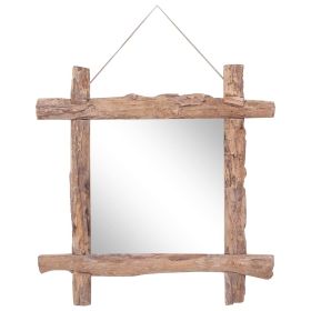 Log Mirror Natural 27.6"x27.6" Solid Reclaimed Wood - Brown