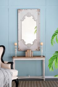 29" x 54" Distressed White Mirror with Solid Wood Frame, French Country Floor Mirror for Living Room Bedroom Entryway - as Pic