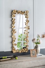 61" x 31" Full Length Mirror with Golden Leaf Accents, Floor Miiror for Living Room Bedroom - as Pic