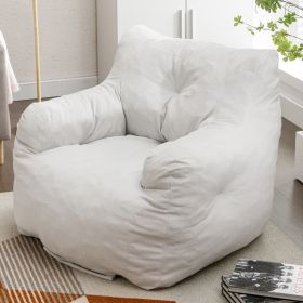 Soft Cotton Linen Fabric Bean Bag Chair Filled With Memory Sponge,Ivory - as Pic