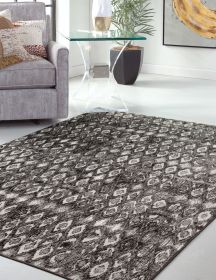 Mabel Charcoal, Grey, and Ivory Area Rug 5x8 - as Pic
