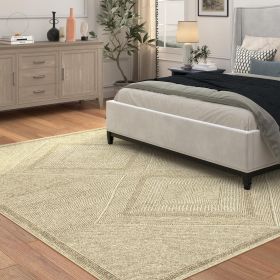 Benzara Beige and White Viscose Area Rug 5x8 - as Pic