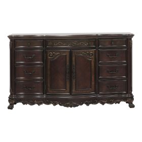 Cherry Finish Formal Bedroom Furniture 1pc Dresser w 9x Drawers Bottom Cabinet Adjustable Shelf Traditional Design Wooden Furniture - as Pic