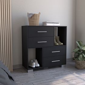 Brooks 2-Shelf 4-Drawer Dresser Black Wengue - as Pic
