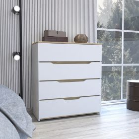 Lynbrook 4-Drawer Dresser White and Light Oak - as Pic