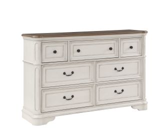 ACME Florian Dresser in Gray Fabric & Antique White Finish BD01651 - as Pic