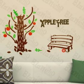 Happy Apple Tree - Wall Decals Stickers Appliques Home Dcor - HEMU-AY-835