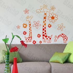 Giraffe's Family- Wall Decals Stickers Appliques Home Dcor - HEMU-JM-7080