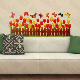 Active Butterfly and Warmth Of Tulips - Wall Decals Stickers Appliques Home Dcor - HEMU-AM-031