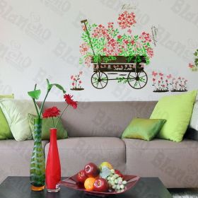 Flowers And Pushcart - Wall Decals Stickers Appliques Home Dcor - HEMU-AY-705
