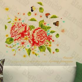 Geminate Flower - Wall Decals Stickers Appliques Home Dcor - HEMU-AM-9021