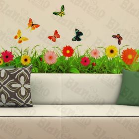 Butterfly Blossom and Grass - Wall Decals Stickers Appliques Home Dcor - HEMU-AM-028