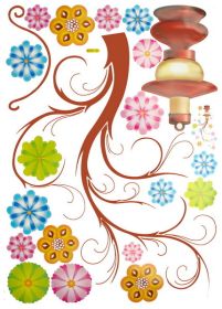 Flower Lamp - Large Wall Decals Stickers Appliques Home Decor - HEMU-HL-5928