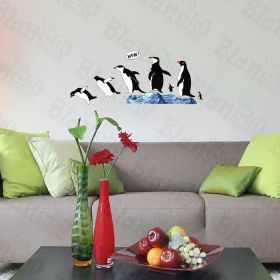 Jump! Penguin - Hemu Wall Decals Stickers Appliques Home Decor 12.6 BY 23.6 Inches - HEMU-TC-1039