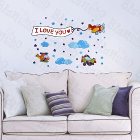 Little Helicopter - Hemu Wall Decals Stickers Appliques Home Decor 12.6 BY 23.6 Inches - HEMU-TC-1096