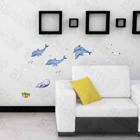Happy Dophins - Hemu Wall Decals Stickers Appliques Home Decor - HEMU-DM-35-0005