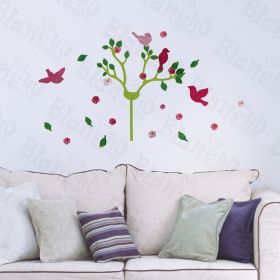 Cherry Blossom & Birds - Hemu Wall Decals Stickers Appliques Home Decor 12.6 BY 23.6 Inches - HEMU-TC-994
