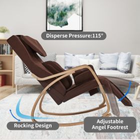 Full massage function-Air pressure-Comfortable Relax Rocking Chair, Lounge Chair Relax Chair with Cotton Fabric Cushion Brown - as Pic