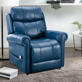 Lowell Navy Blue Leather Gel Lift Chair with Massage - as Pic