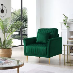 Channel Tufted Green Velvet Singel Living Room Sofa Accent Chair - as Pic